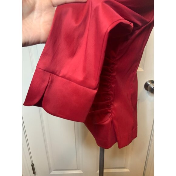 Tadashi Shoji Collection Red Shirred Taffeta Jewel Button Jacket, Size 10 - Picture 5 of 10